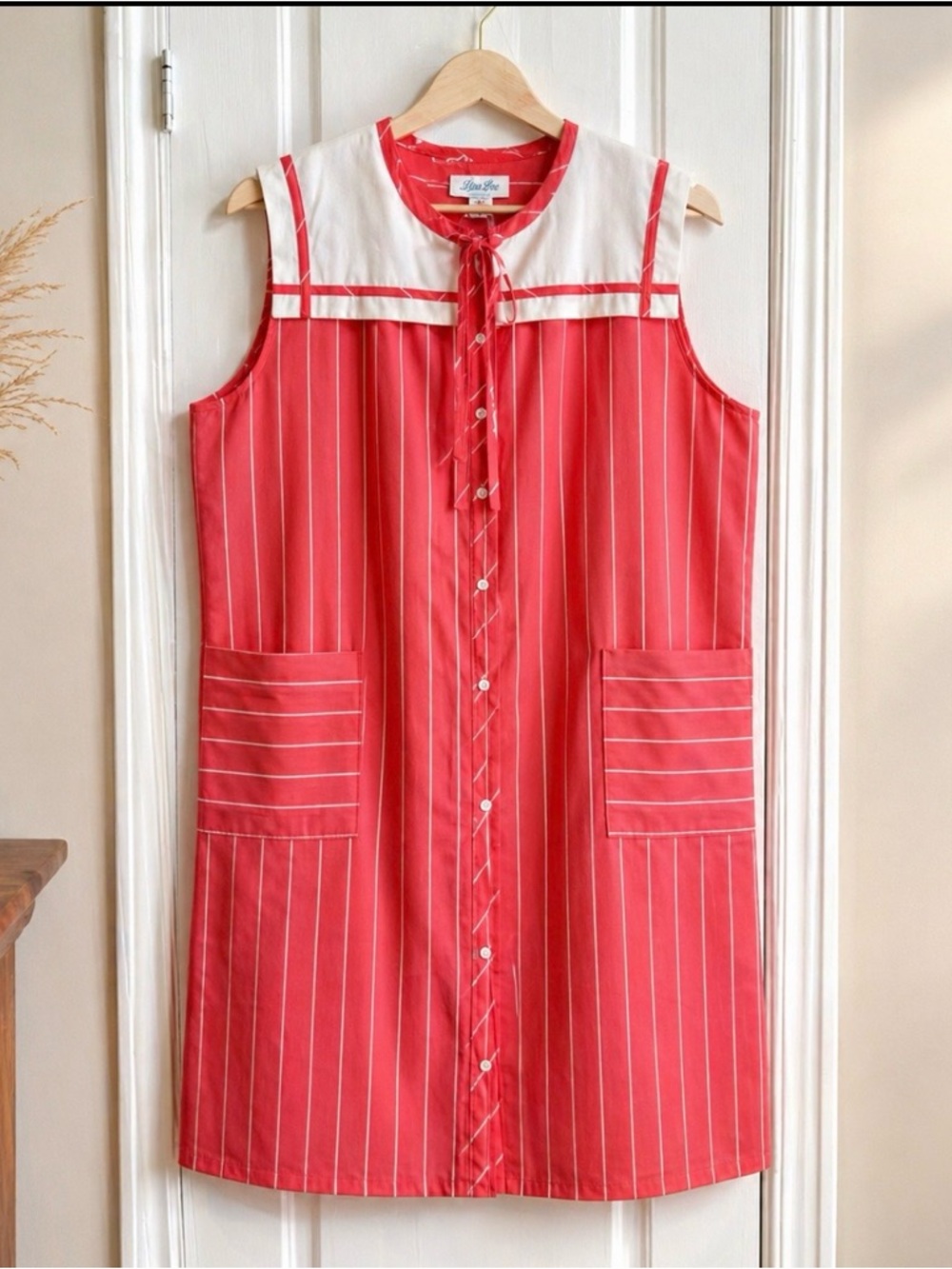 Lara Dee Pink & White Snap Front Housecoat-Robe 3XL -VTG